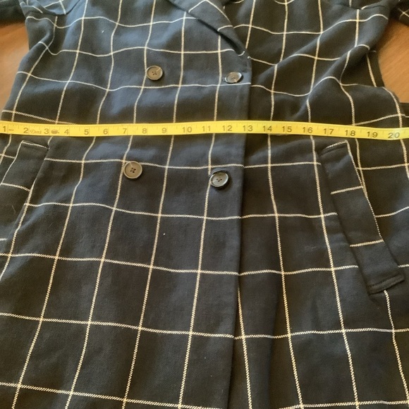 Abercrombie & Fitch Navy Windowpane Trench Coat – Size XL - Picture 10 of 14